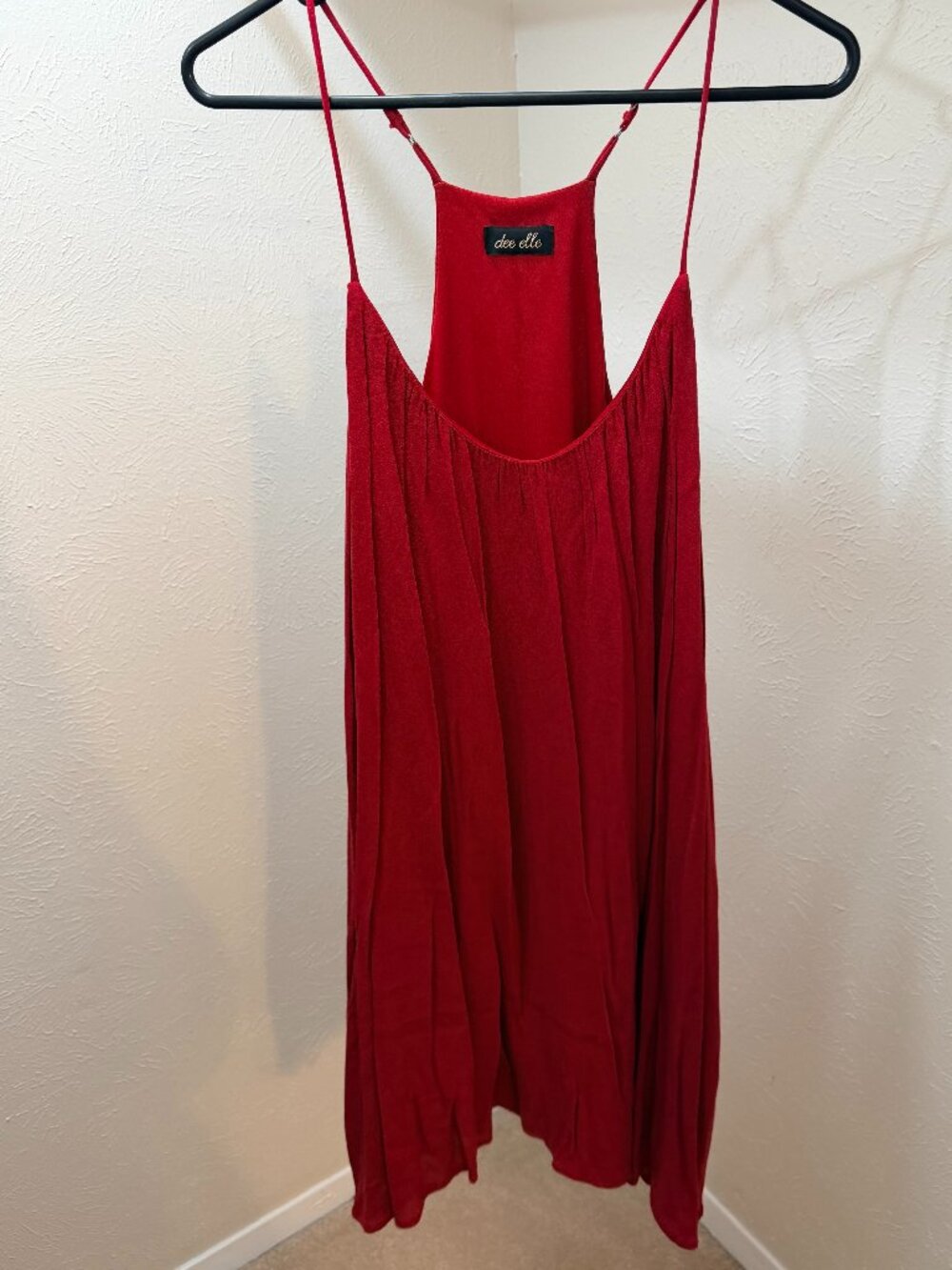 Dee Elle Pleated Flowy Racerback Cotton Mini Dress Size M